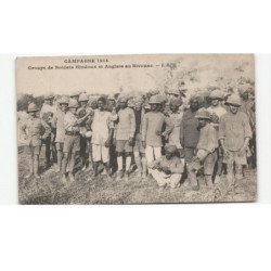 MILITAIRES: Indes, Hindou, Sikh, groupe de soldats hindoux et anglais au bivouac - état