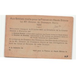 MILITAIRES CHASSEURS ALPINS: aux soldats morts pour la france en haute silésie, 46e division de chasseur - très bon état