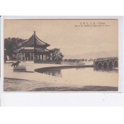 CHINE: A.C.J.S. vue du lac impérial et boeuf sacré en bronze - très bon état