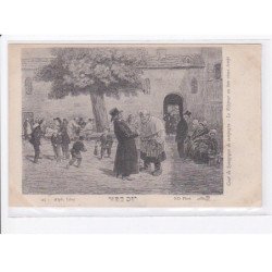JUDAÏCA: Alphonse Levy, cour de synagoguye de campagne, le kippour au bon vieux temps - très bon état