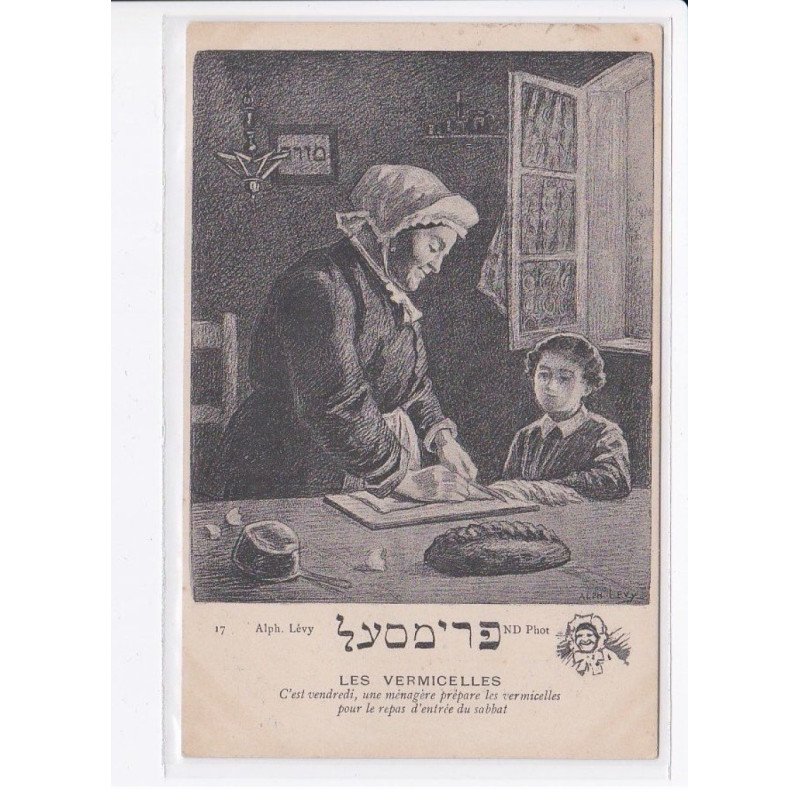 JUDAÏCA: Alphonse Levy, les vermicelles c'est vendredi une ménagère prépare les vermicelles pour sabbat - très bon état
