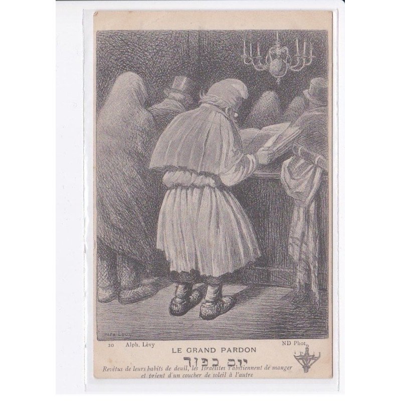 JUDAÏCA: Alphonse Levy, le grand pardon, revêtus de leurd habits de deuils, les israélites - très bon état