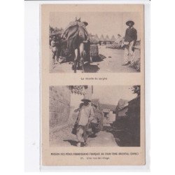CHINE: la récolte du sorgho, mission des pères franciscains au chan-tong oriental, une rue du village - état