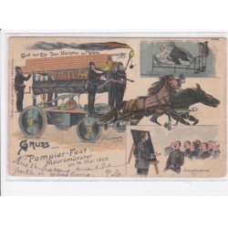 MARMOUTIER: pompier gruss vom pompier-fest in maursmünster 1905, illustraiton - état (décollée)