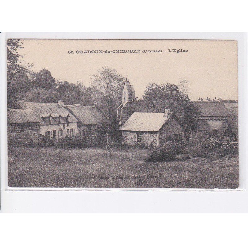 SAINT-ORADOUX-de-CHIROUZE: l'église vue aérienne 10x15 - très bon état
