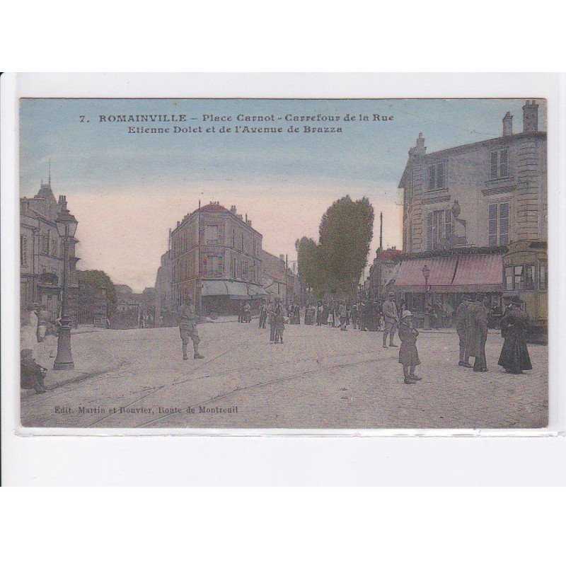 ROMAINVILLE: place carnot, carrefour de la rue étienne dolet et de l'avenue de brazza vue aérienne 10x15 - très bon état