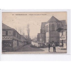 ENVRONVILLE: l'église et la route de fauville - très bon état