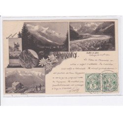 CHAMONIX: 5 vues, la mer de glace, monument saussure, la fléo - très bon état