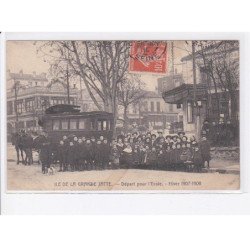 NEUILLY-sur-SEINE: ile de la grande jatte départ pour l'école hiver 1907-1908, attelage - état