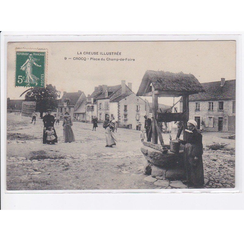 CROCQ: place du champ-de-foire vue aérienne 10x15 - très bon état