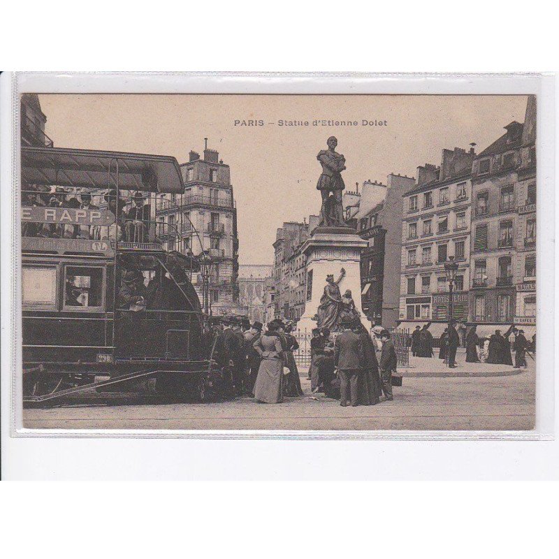 PARIS: 75005, tramway, statue d'etienne dolet - très bon état