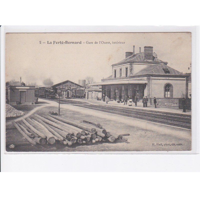 LA FERTE-BERNARD: gare de l'ouest, intérieur, train, rail, bois - très bon état