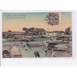 CHINE: PEKIN: river scene, sampan, bateau - très bon état