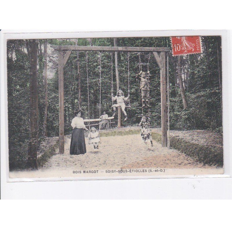 SOISY-SOUS-ETIOLLES: bois margot, balençoires, échelle, jeux pour enfants, en couleur - très bon état