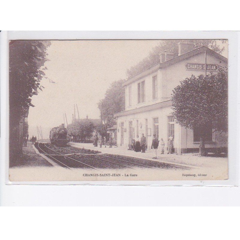 CHANGIS-SAINT-JEAN: la gare, le train, rail vue aérienne 10x15 - très bon état