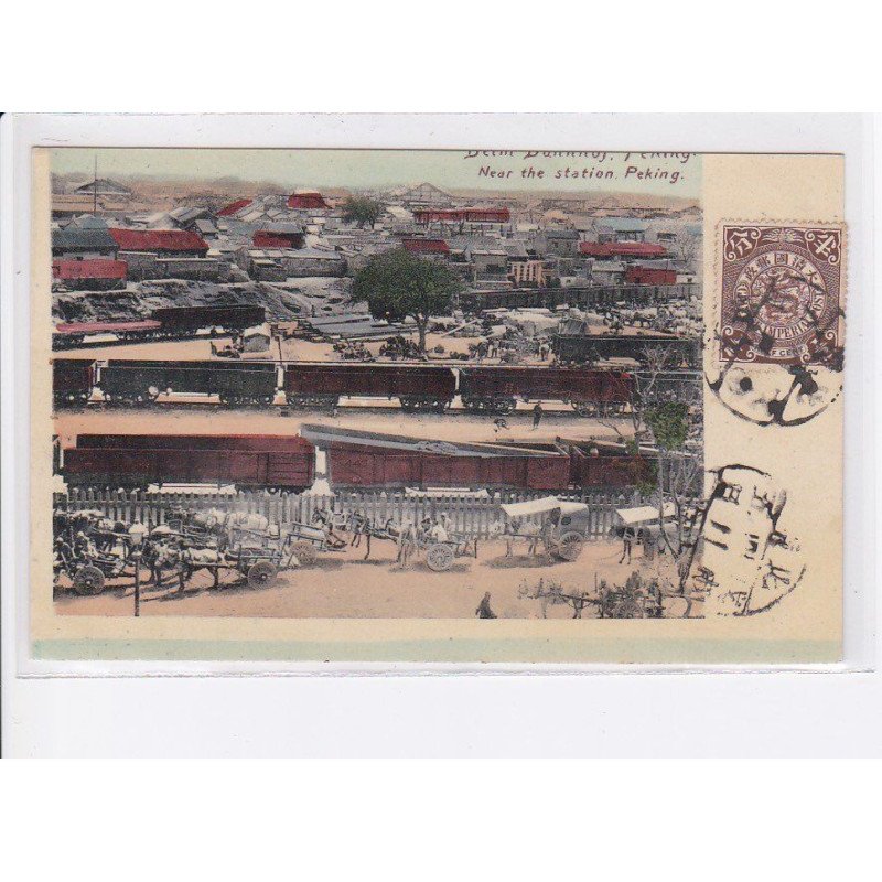 CHINE: PEKIN: near the station, attelage, wagons - très bon état