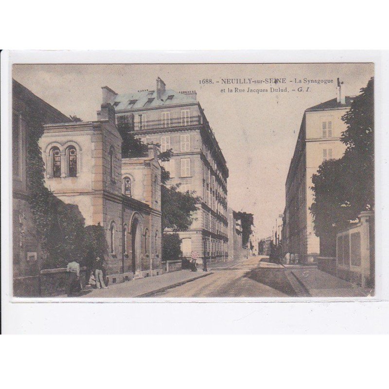 NEUILLY-sur-SEINE: la synagogue et la rue Jacques Dulud, judaïca, rare en couleur - très bon état