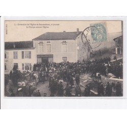 SOMMEDIEUE: inventaire de l'église, 2e journée la troupe cernant l'église - très bon état