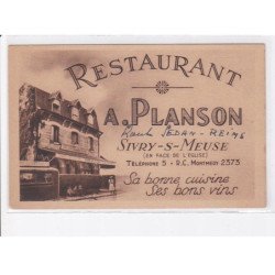SIVRY-sur-MEUSE: restaurant A. Planson, sa bonne cuisine ses bons vins - très bon état