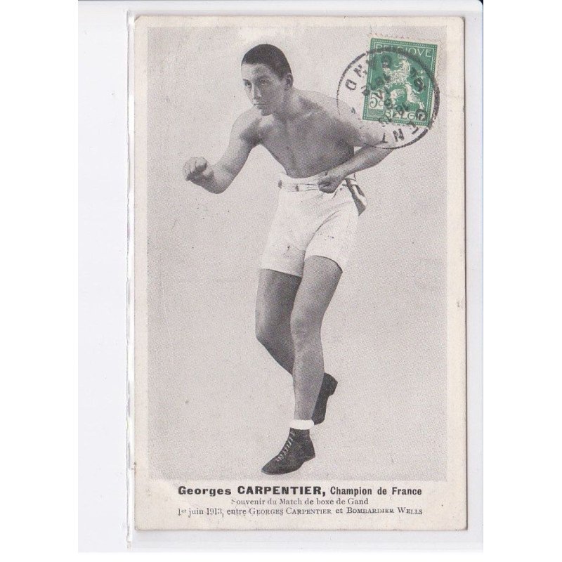 SPORT: boxe, Georges Carpentier, champion de france souvenir du match de boxe de gand vue aérienne 10x15 - très bon état