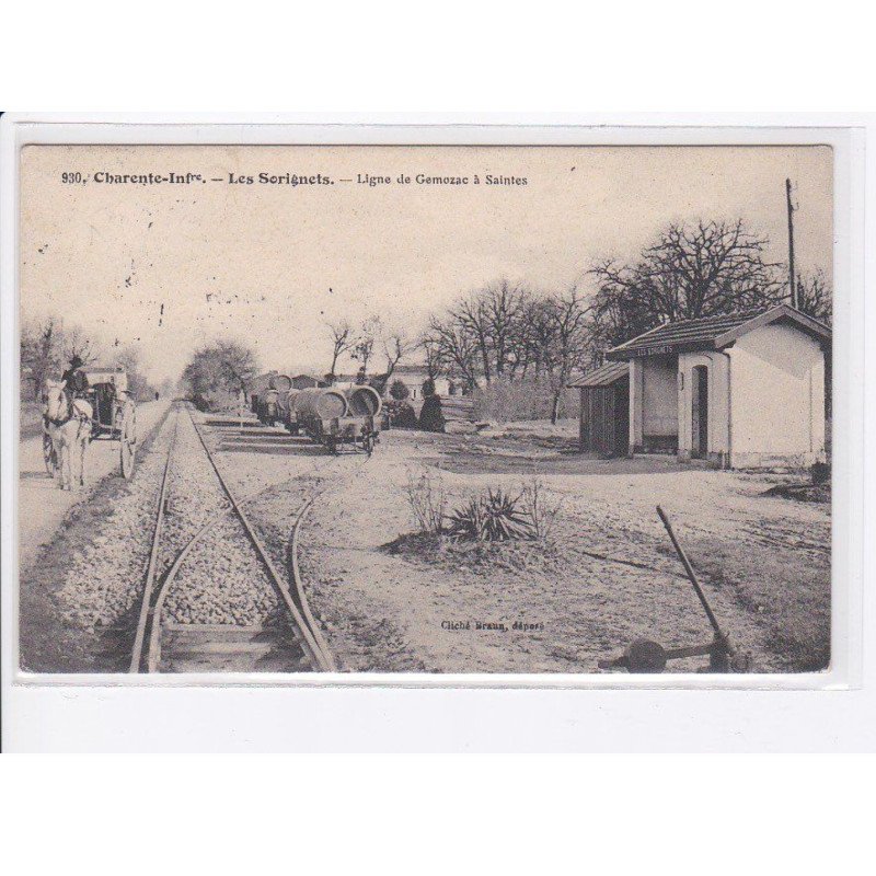 LES SORIGNETS: ligne de gemozac à saintes, attelage - très bon état