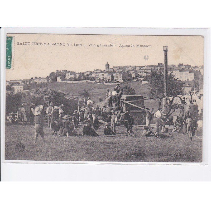 SAINT-JUST-MALMONT: vue générale, après la moisson - état