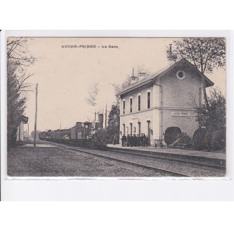 LUCHE-PRINGE: la gare vue aérienne 10x15 - très bon état
