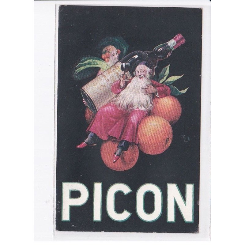 PUBLICITE: picon, roche, personnages sur des oranges avec bouteille géante - très bon état