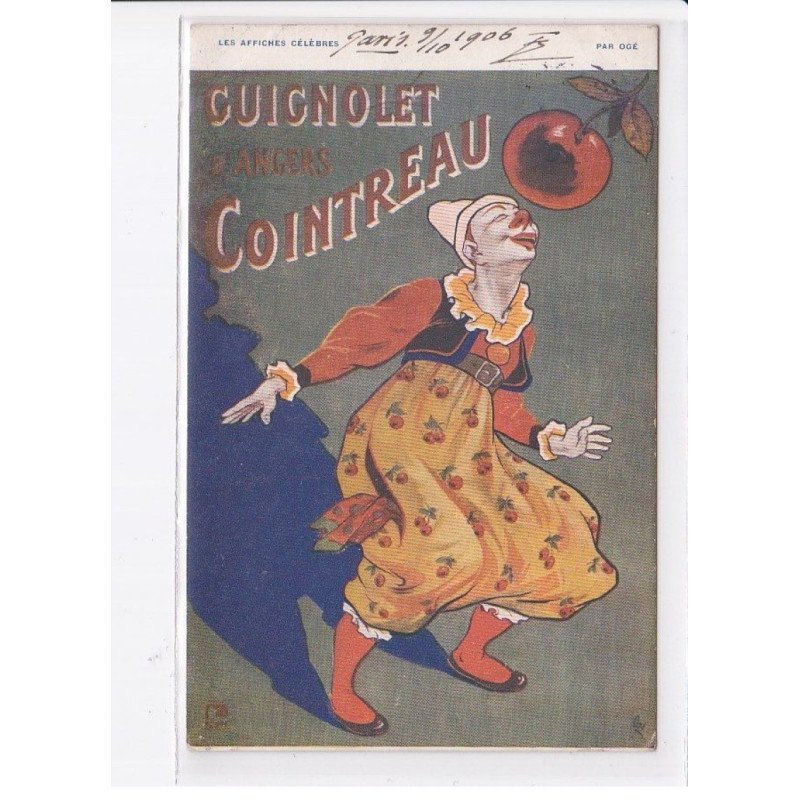 PUBLICITE: les affiches célèbres Guignolet d'angers cointreau, clown (OGE) - très bon état
