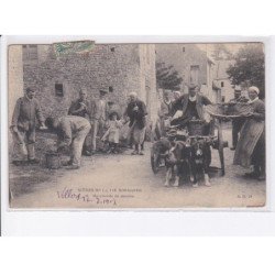 SEINE MARITIME: voiture à chien, scènes de la vie normande, marchands de moules - état