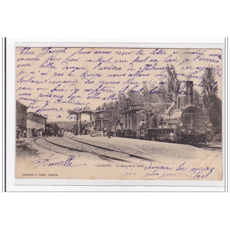 LAGNIEU : le quai de la gare (GARE) - tres bon etat