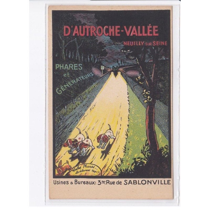 NEUILLY-sur-SEINE: publicité automobile, d'autroche-vallée phares et générateurs - très bon état