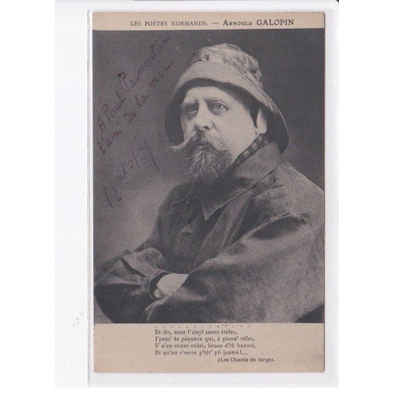 poete normand - autographe, Arnould Galopin - très bon état