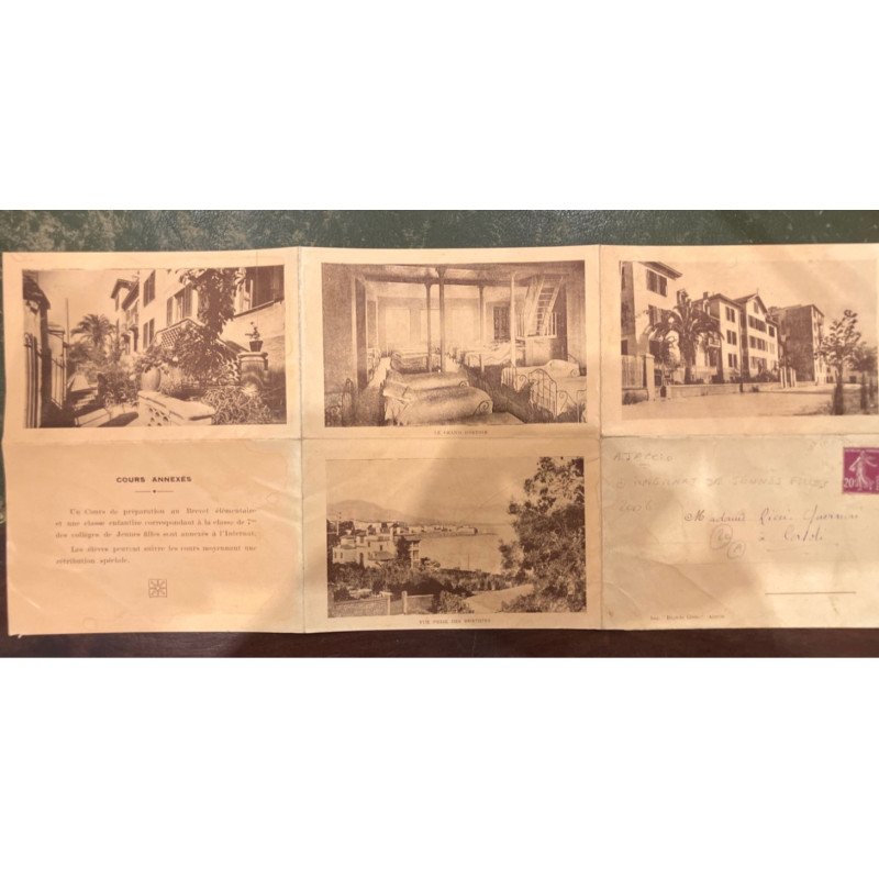 AJACCIO : carte postale dépliante - internat de jeunes filles - bon état
