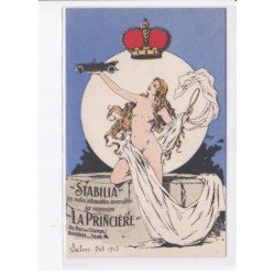 PUBLICITE: stabilia les seales automobiles inversables sur suspension la princière, femme nue, couronne - très bon état
