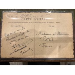 NUS prostitution : carte peinte à la main - cabaret rue de Choiseul - maison close (chat noir) - très bon état
