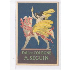 PUBLICITE:  CAPPIELLO Leonetto - eau de cologne A. Seguin, femme sur cheval fleuri - très bon état