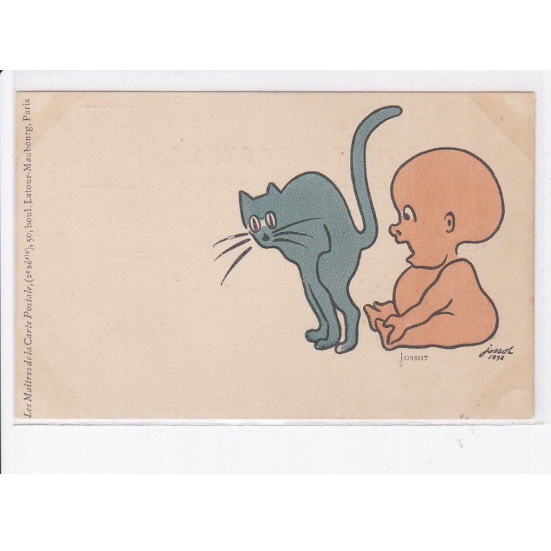 JOSSOT : chat et bébé, Jossot 1898, les maîtres de la carte postale 2e série - bon état (marques d'album)