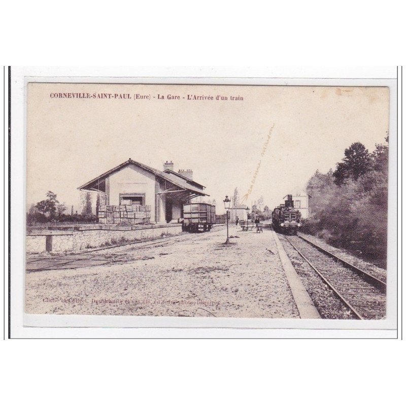 CORNEVILLE-SAINT-PAUL : la gare, l'arrivée d'un train (GARE) - tres bon etat