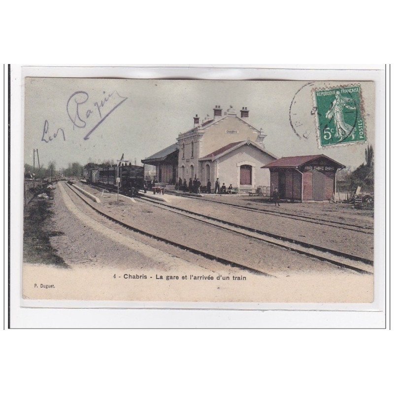 CHABRIS : la gare et l'arrivée d'un train (GARE) - etat