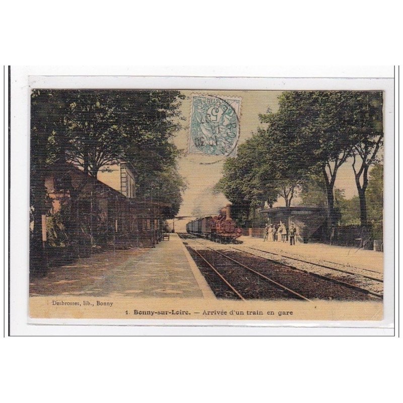 BONNY-sur-LOIRE : arrivée d'un train en gare (toillée) (GARE) - etat