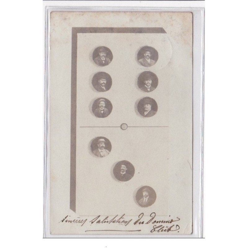 MULHOUSE : carte photo du club de Dominos vers 1900 (surréalisme) - tres bon etat MULHOUSE : carte photo du club de Dominos vers 1900 (surréalisme) - tres bon etat
