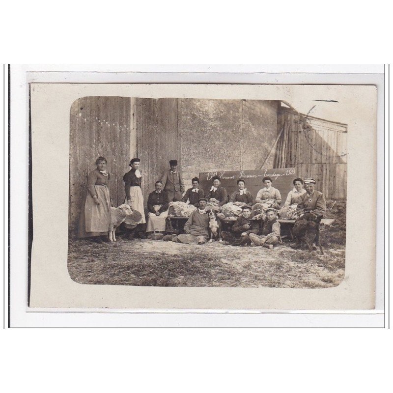 ARDENNES : carte photo de tondeurs de moutons (HANROT-BOURIN-TONDAGE)- très bon état