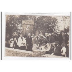 BONNEVILLE LA LOUVET : carte photo de la pose de la première pierre de l'église - très bon état