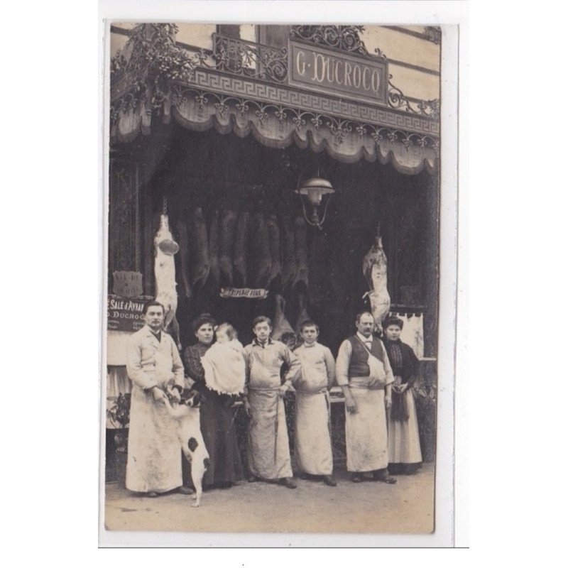 PARIS : carte photo de la boucherie DUCROCQ (triperie) - très bon état PARIS : carte photo de la boucherie DUCROCQ (triperie) - très bon état