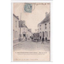 BRUYERES-SOUS-LAON : rue de laon, arrivée de la voiture publique (service cadot) a l'hotel de l'ours - tres bon etat