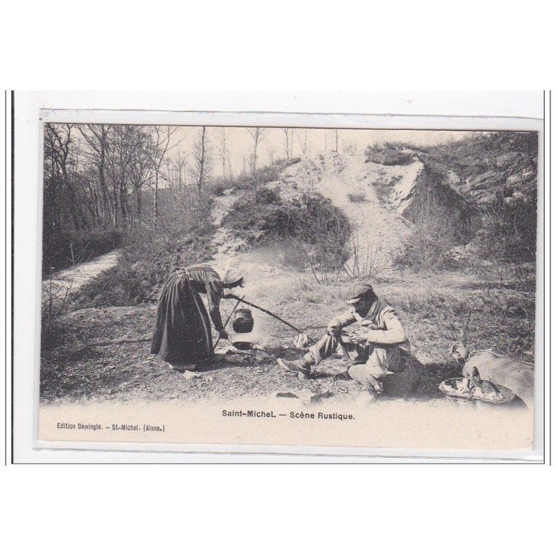 AISNE : SAINT-MICHEL : scene rustique - tres bon etat