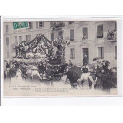 VIENNE: fêtes des enfants à la montagne 1910, char des sapeurs-pompiers - état