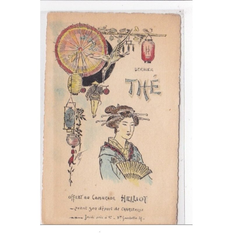 CHARLEVILLE : illustrateur japonisant, offert au camarade helliot, avant son depart de charleville - etat