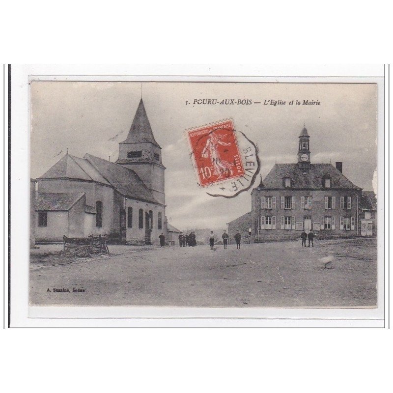 POURU-AUX-BOIS : l'eglise et la mairie - tres bon etat